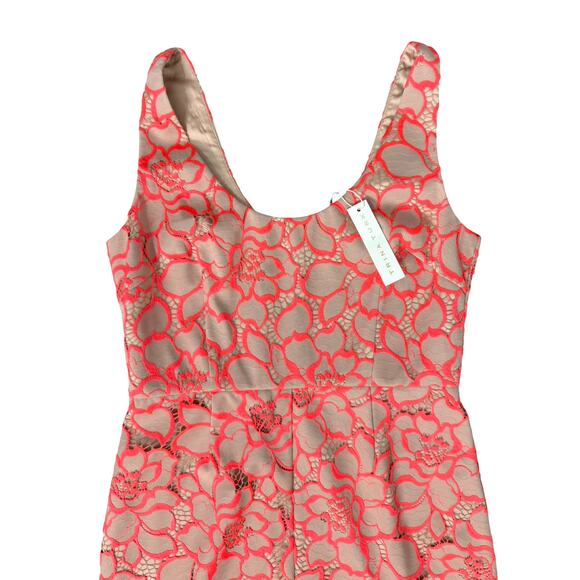 Trina Turk Kruze Tan Pink Sleeveless Floral Lace Hi-Lo Sheath Dress Sz 8 NEW Tag - Picture 13 of 14